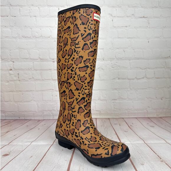 Hunter Original Tall Leopard Print Wellington Rain Boots Women’s Size 6 - Picture 4 of 11
